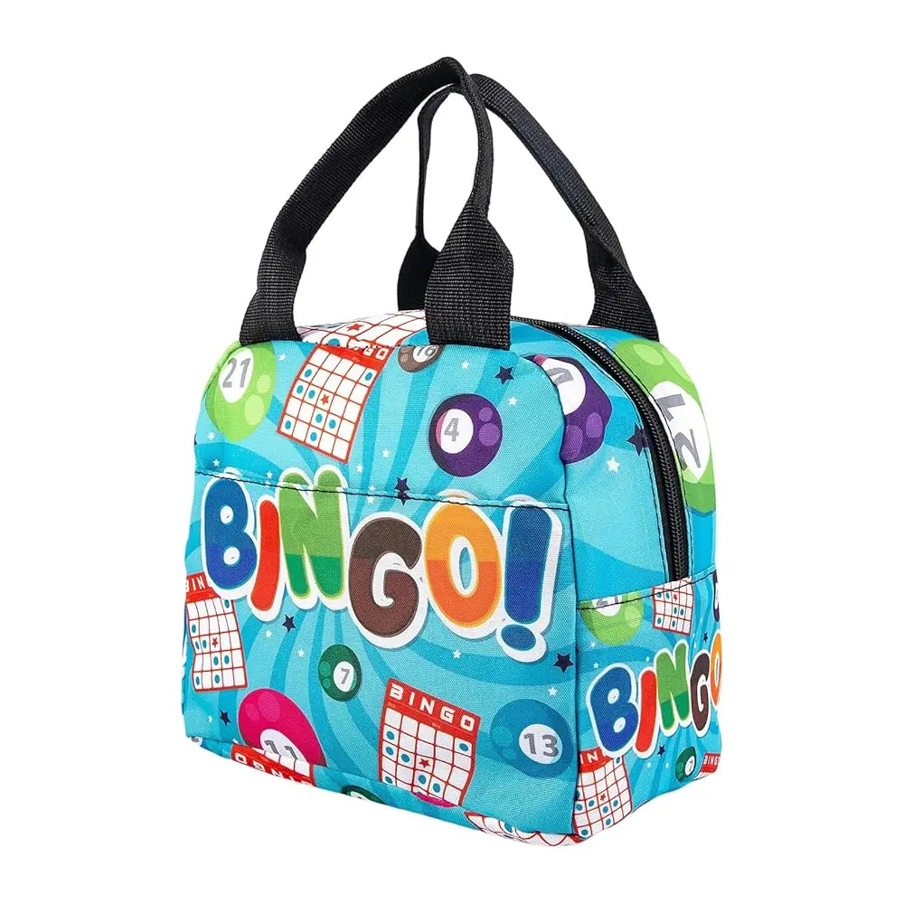 

Термосумка для обеда, милая сумка для ланча с дизайном в стиле бинго (карточки и шарики), многоразовая сумка-тоут для обеда, маленький ланчбокс для женщин и мужчин