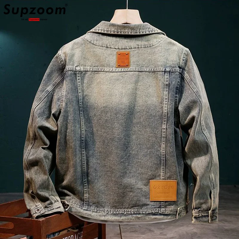 Supzoom New Arrival Top Fashion Autumn And Winter Loose Zipper Lapel Cotton Fashionable Denim Jacket Men Coat