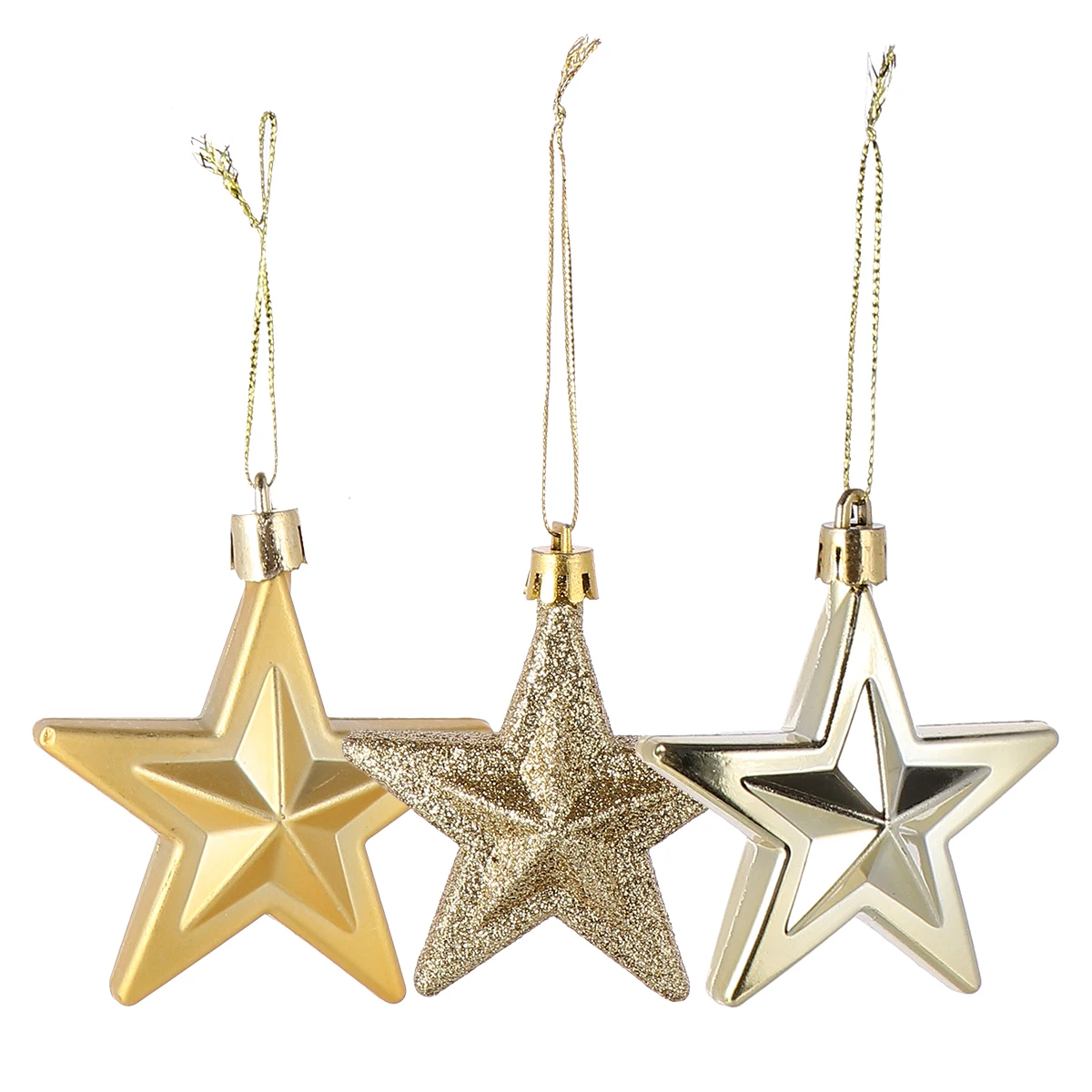 

18 Pcs Country Christmas Decorations Five-pointed Star Silver Ornament Top Hat Tree Topper Golden Ornaments Stars Bulk