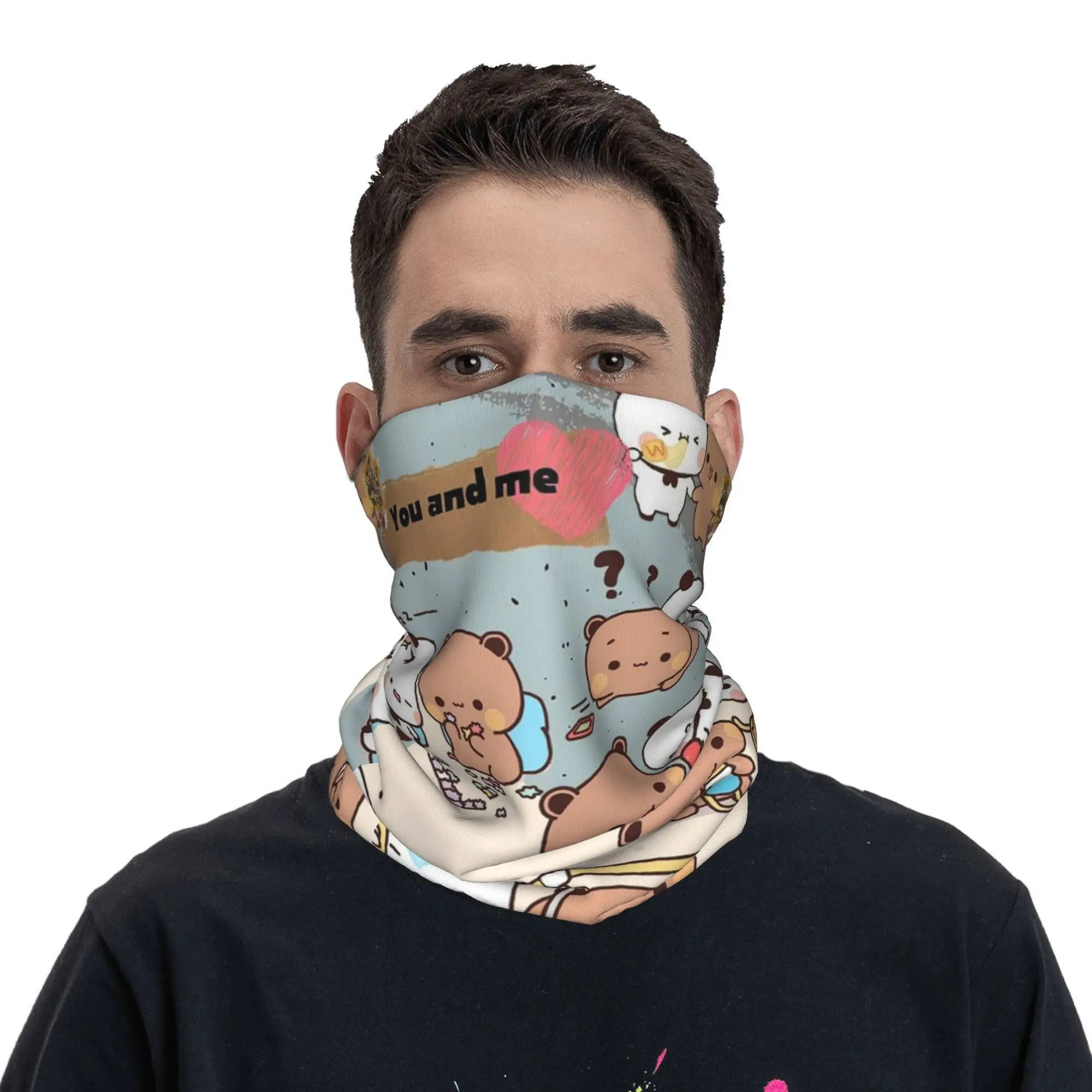 Bubu Dudu أنت وأنا باندانا غطاء الرقبة المطبوعة التفاف وشاح متعدد الاستخدام بالاكلافا الرياضة في الهواء الطلق للرجال النساء الكبار كل موسم