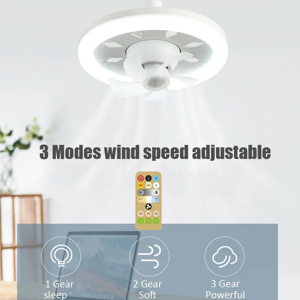 Aoyuansea Newest 360° Moving Head Ceiling Fans Light E27 LED Remote Control RGB Three-level Wind Speed Living Room Dining Room