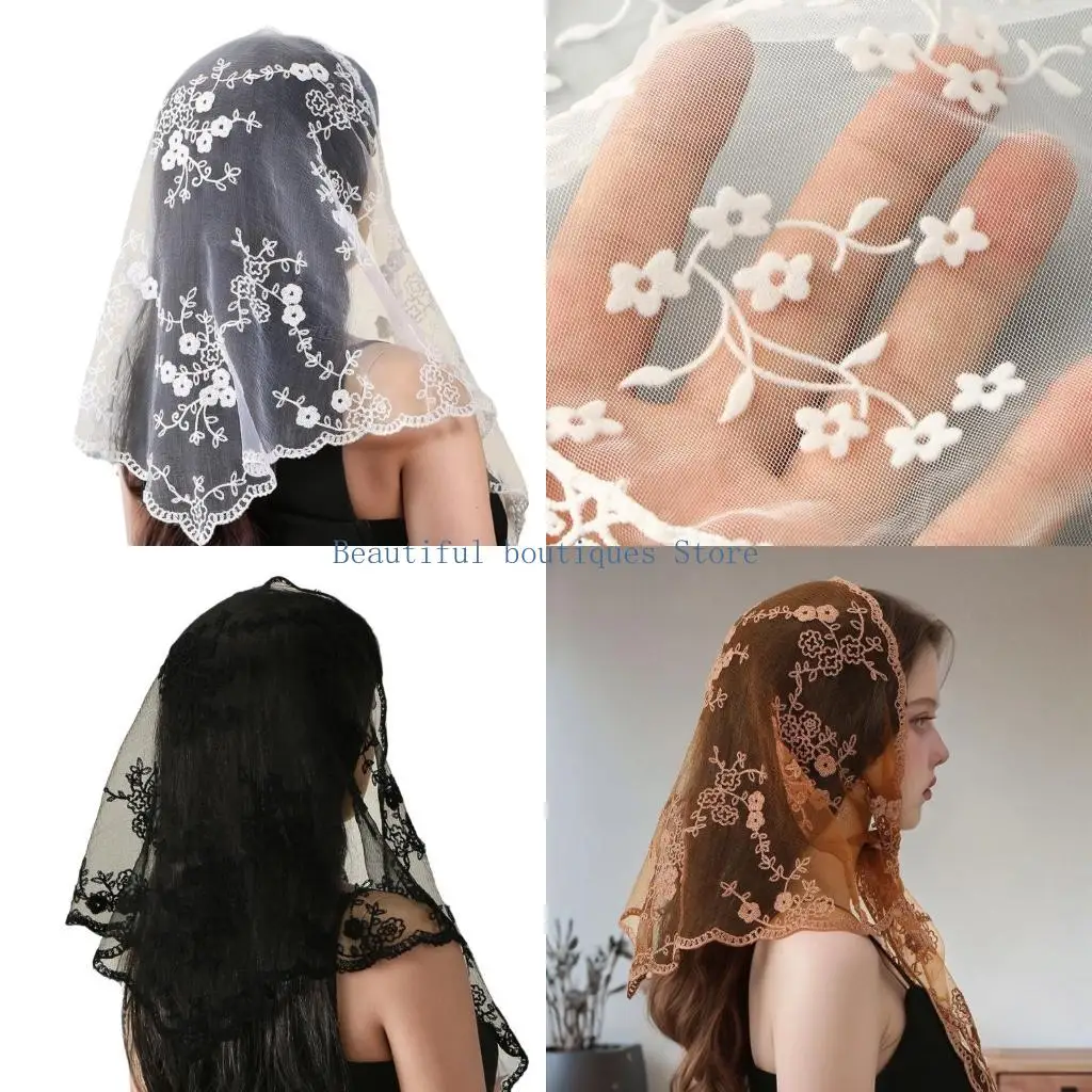 

U4LF Triangular Head Covering Delicate Lace Design Unisex Fashion Hair Accessory