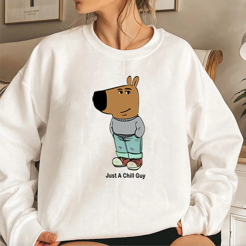 Just A Chill Guy Sweatshirt Funny Meme Shirts TikTok Meme Merch Funny Viral Dog Cartoon Graphic Hoodie Chill Guy Dog Sweatshirts