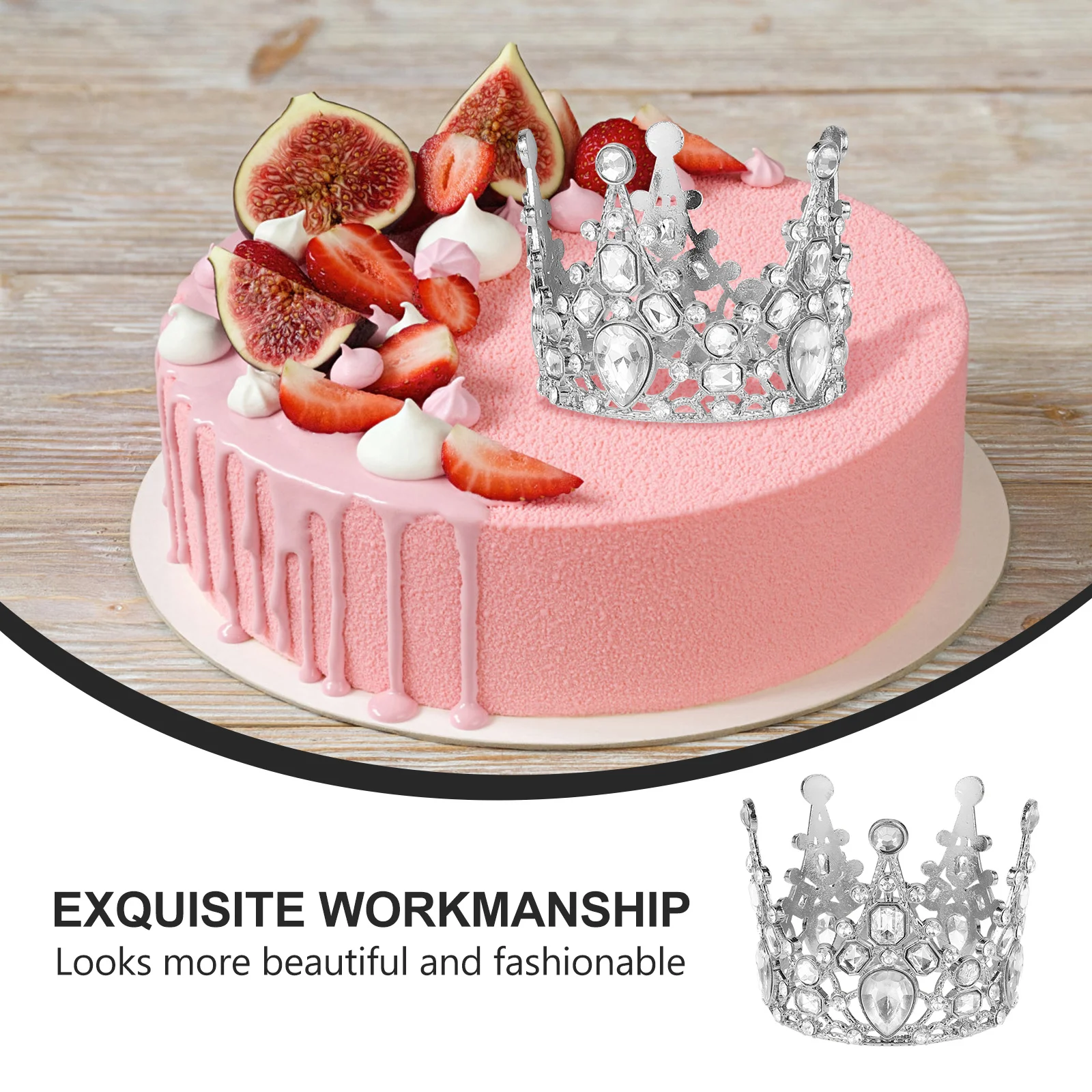 

2Pcs Birthday Crown Cake Topper Cute Crown Design Ideal for Cakes Fruits Desserts Party Decorations Chic Eyecatching Baby Shower