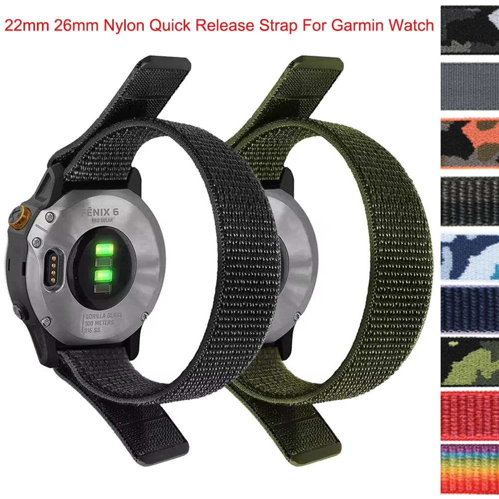 26 22 mm Nylon-Uhrenarmband für Garmin Fenix 8 7X 6X Pro 7 6 5X Plus/Epix Gen 2/Enduro 3/Tactix 8/instinct 3 Hakenschlaufe Sportarmband