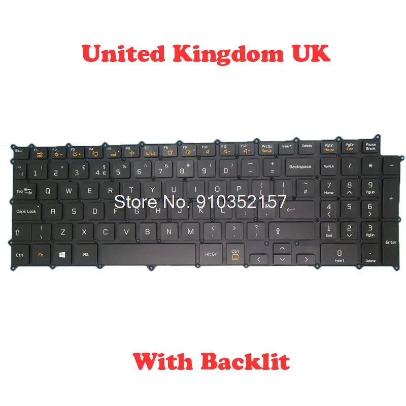 

United Kingdom Backlit Keyboard For LG SG-90970-2BA SN3890BL AEW74089815 PO SG-90970-2BA SN3890BL AEW74089815 UK Black No Frame