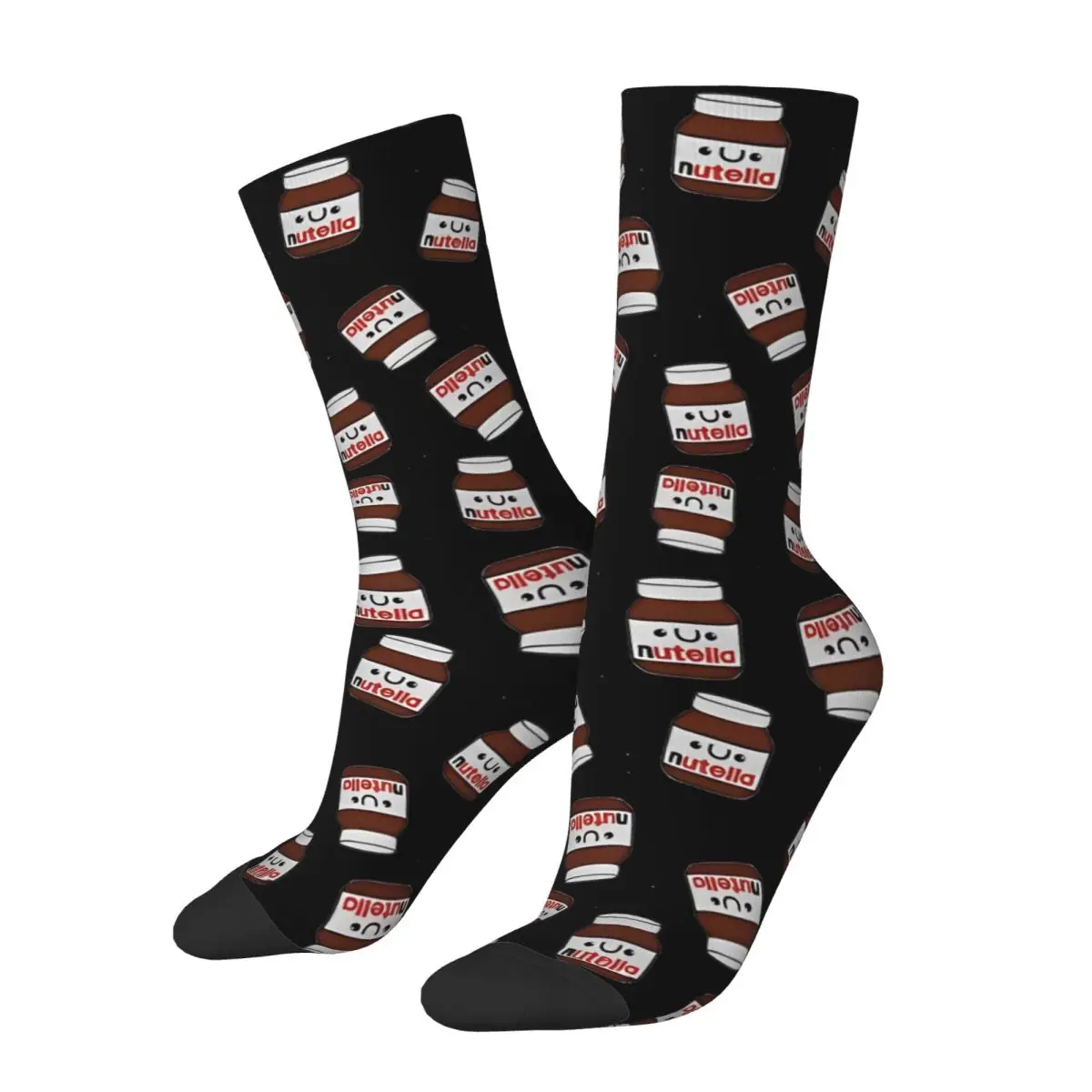 Nutella Chocolate Jar Socks Trendy Stockings Unisex Men Breathable Cycling Socks Winter Printed Non Skid Socks