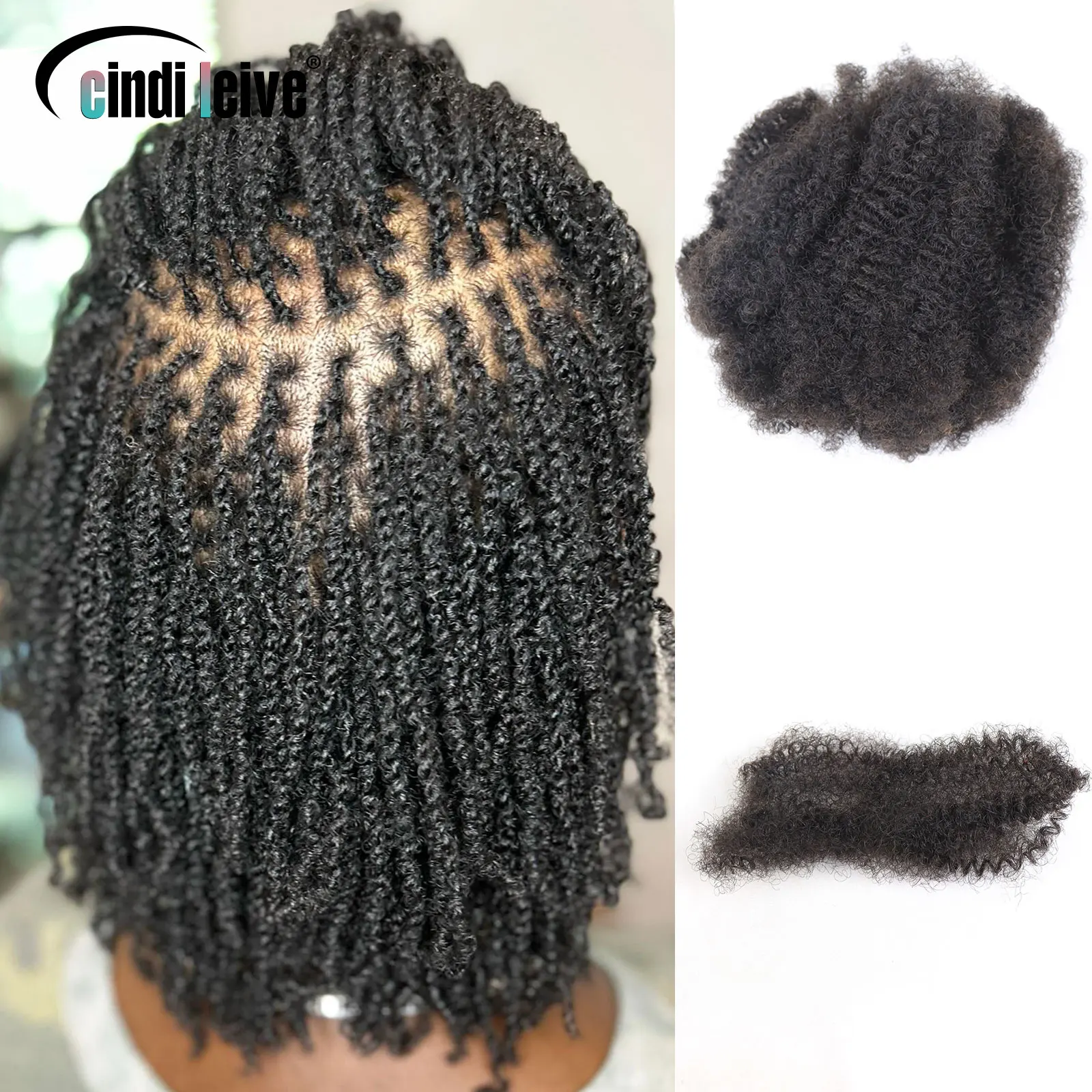 Capelli umani sfusi afro crespi per intrecciare estensioni dei capelli intrecciati all'uncinetto per trecce per estensioni Dreadlock senza trama 50 g/pacco