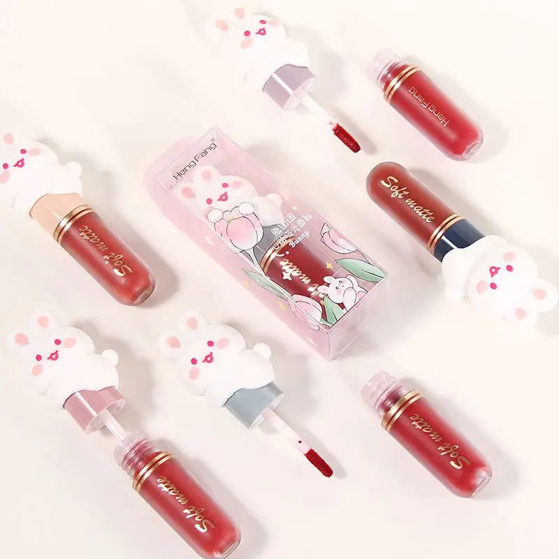 Kawaii Rabbit Matte Lipstick Long Lipstick Waterproof Outfit  Makeup Korean Lipstick  Liquid Lipstick Cosmetics Makeup for Girls