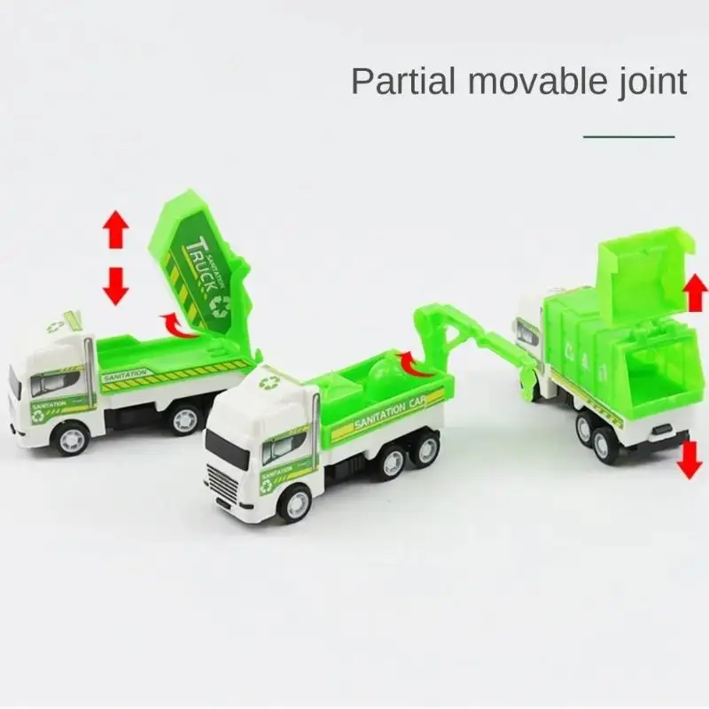 Boys Toy Collection: 4/6Pcs Inertia Pull Back Engineering Vehicle & Sanitation Truck Models