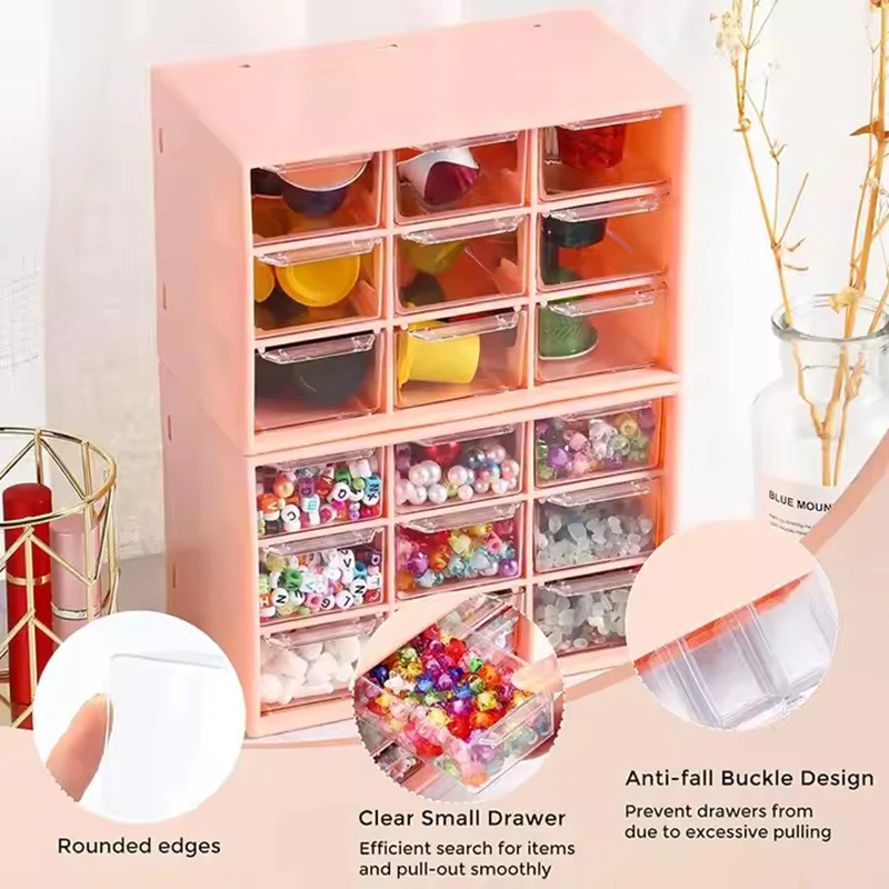 3 Layer 9 Grids Plastic Jewelry Storage Box W/ Clear Drawer Small Trinket Organizer for Earring Necklace Ring Beads Mini Crafts