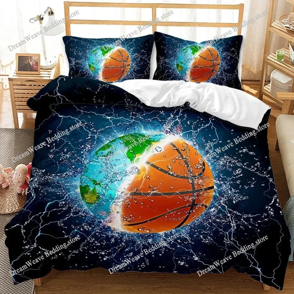 

Basketball Bedding Set For Kids, Sports Orange Basketball Comforter Sets, Teenage Boy Bedroom Bed Set Home Textileextile