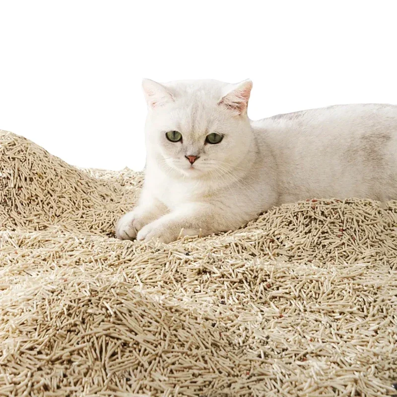 Custom Cat Litter Premium Natural Plant Pea Fiber Food Grade Lighter Weight Plushale Cat Litter