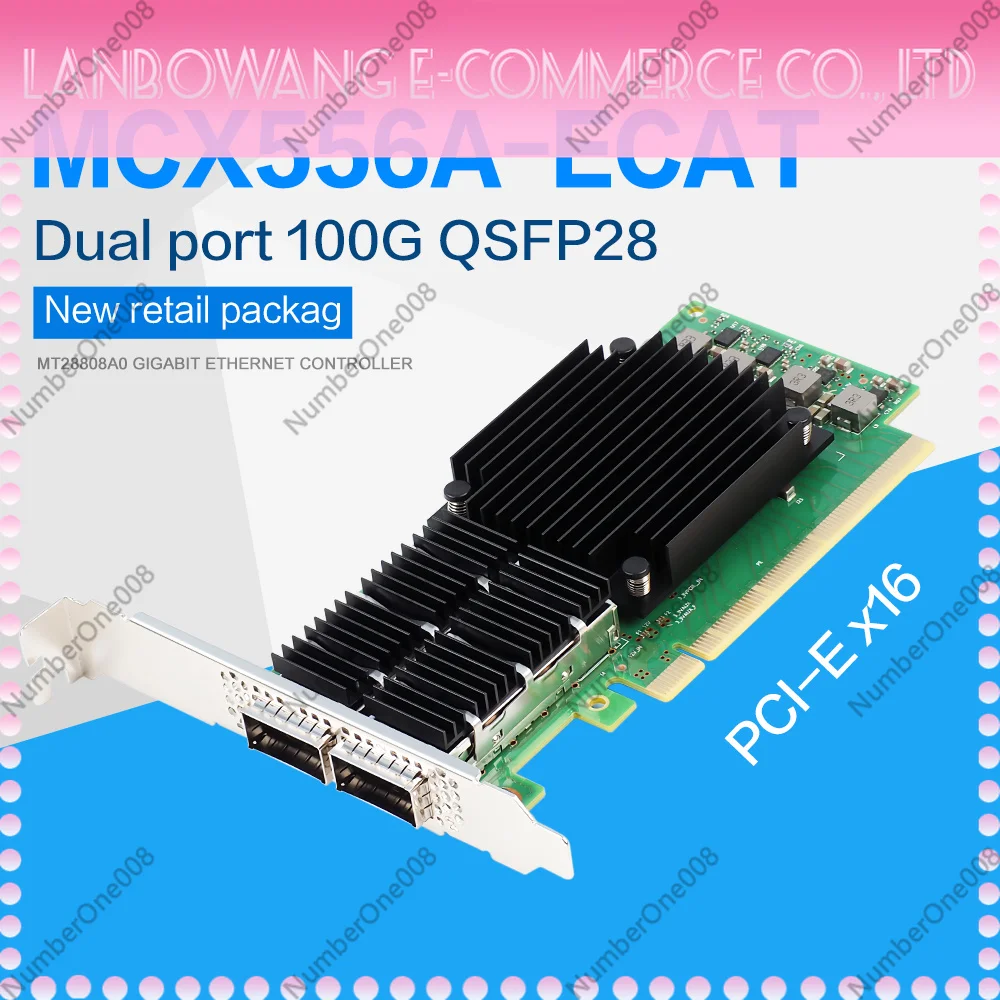 Mcx556a-ecat 100g Dual Port Fiber Optic Network Card Connectx-5 Cx556a