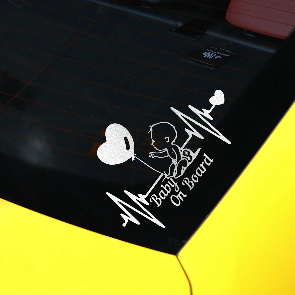 Baby On Board Sticker Heartbeat Balloon Decoration Car Window Windshield Auto Safety Caution Warnning Decor Decal Accessories view 5