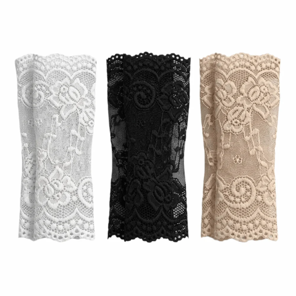 Embroidered Lace Detachable Fake Sleeves Mesh Elastic Lace Fake Sleeves Cuff Sun Protection Hollow Out Wrist Cuffs Cosplay Party