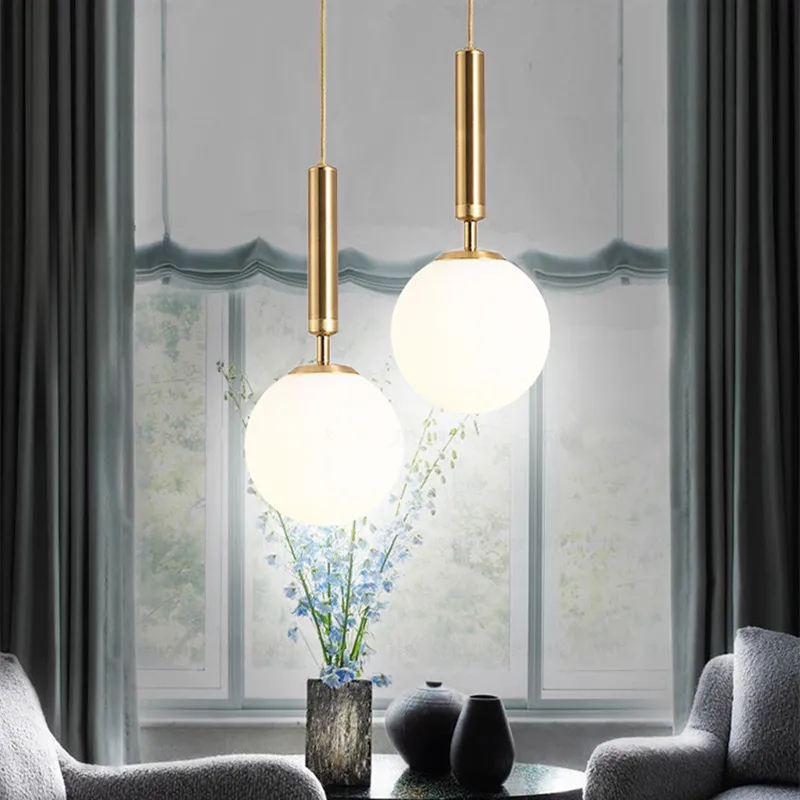 

Kitchen Lamps Bedroom Glass Pendant Light Bar Lamp Dinning Room Ceiling Lights Office Chandelier Lighting 16cm Shade Free Bulb