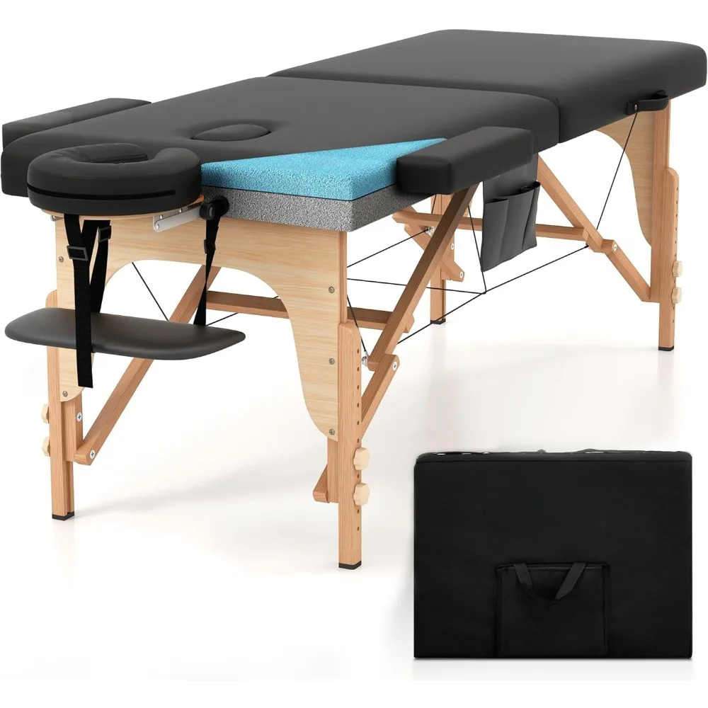 Memory Sponge Massage Bed, Advanced Portable Foldable Salon Spa Bed, Height Adjustable, Comes with Accessories and Suitcase