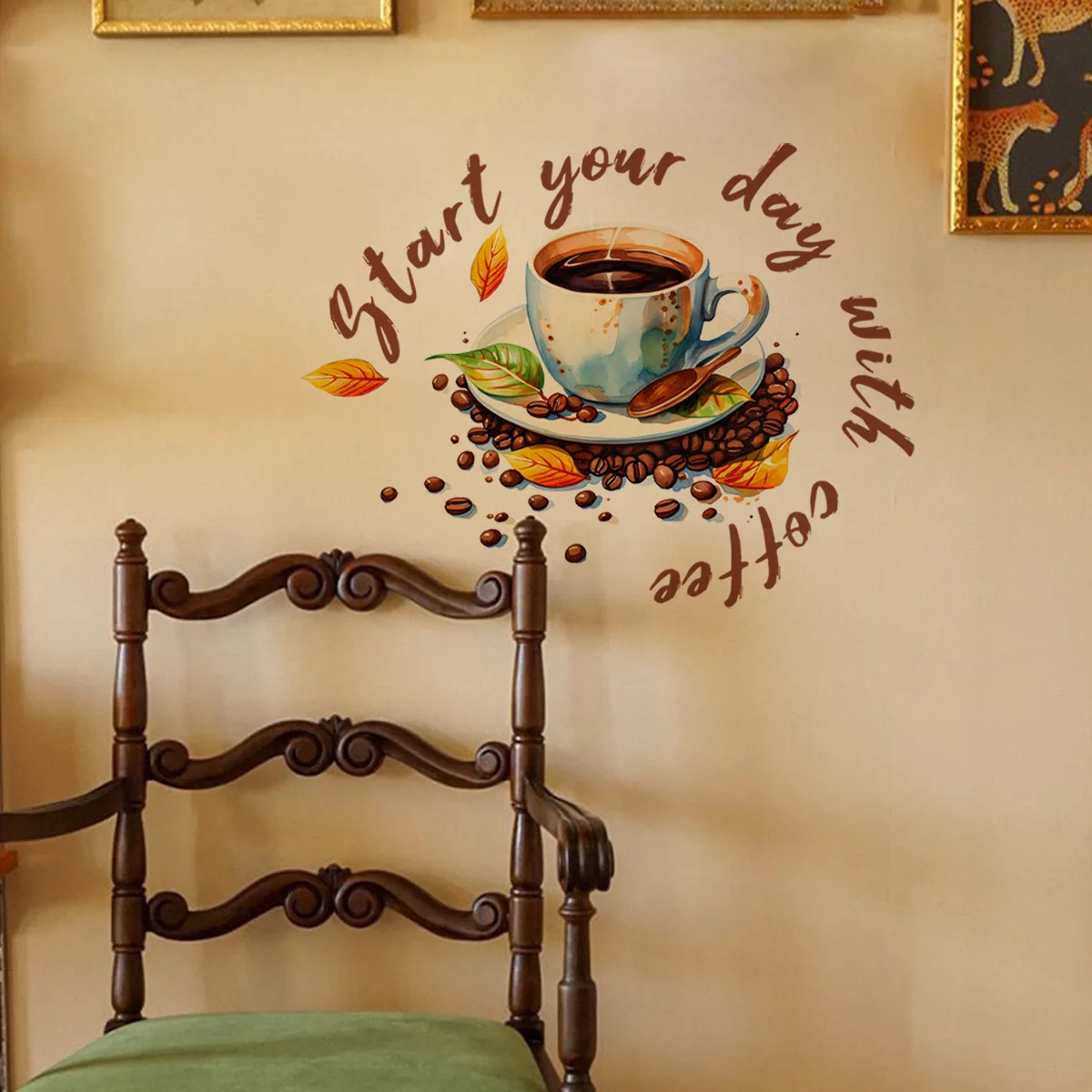 Creative Coffee Cup Wall Stickers Living Room Restaurant Decoration Mural Cafe For Kitchen Home Decor Self-adhesive Wallpaper