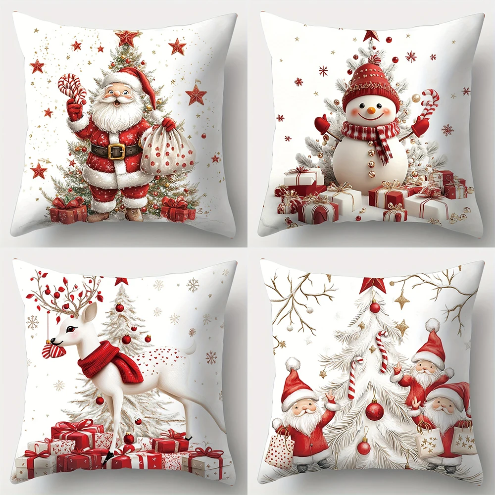 yZ[zMerry Christmas decoration Pillowcase New Year Gift Santa Claus Snowman Pattern Home Room decoration Sofa cushion cover