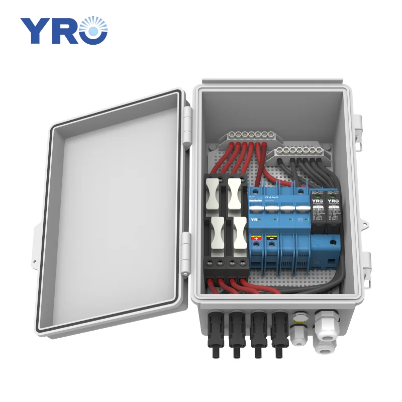 YRO PV Combiner Box 4 String 1000V 4in 1out IP65 Junction Box with DC Circuit Breaker Surge Protection Fuse