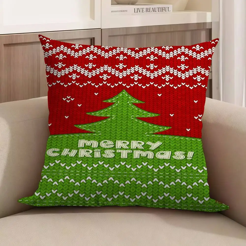 

Knitted Christmas Cushion Cover Inches Farmhouse Decor Home Throw Pillow Covers For Couch Decorations