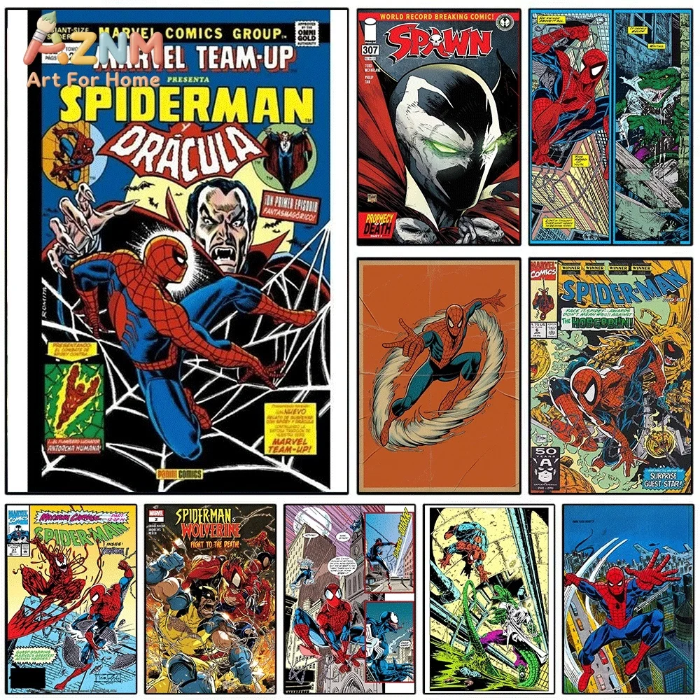 Spider‑Man Dracula Marvel Team‑Up Retro Comic Cover Canvas Wall Art Print Poster Unframed Canvas Painting Home Living Room Bed