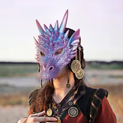 Pearl Blue Dragon Mask 3D Printing Dragon Knight Mask Cosplay Mask Halloween Mask Party Costume Props