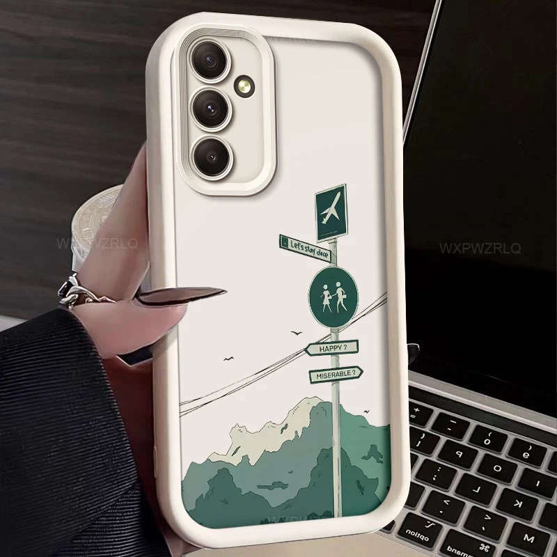 Cartoon Road Sign Scenery Phone Case For Samsung Galaxy Wide 8 7 Quantum 6 5 Buddy Jump 4 3 2  Wide8 Wide7 Jump4 TPU Soft Cover