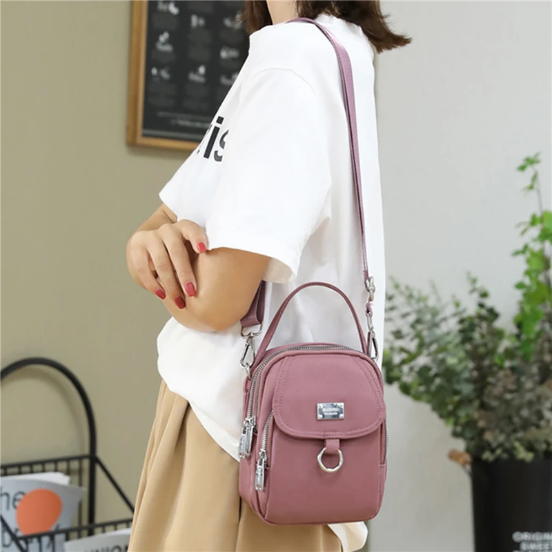 Fashion 3 Layers Women Mini Bag High Quality Durable Fabric Girls Small Shoulder Bag Prettry Style Female Mini Handbag Phone Bag