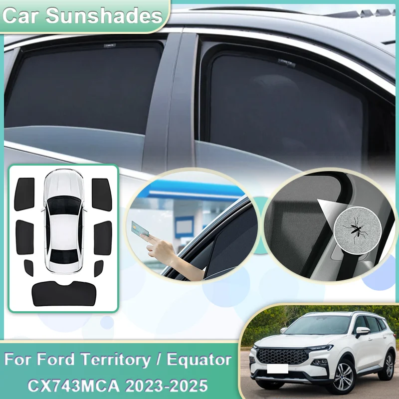 

Car Mesh Window Sunshade For Ford Equator Sport 2025 Territory CX743MCA 2023 2024 Sunshades Sun Visors Sun Shade Car Accessories