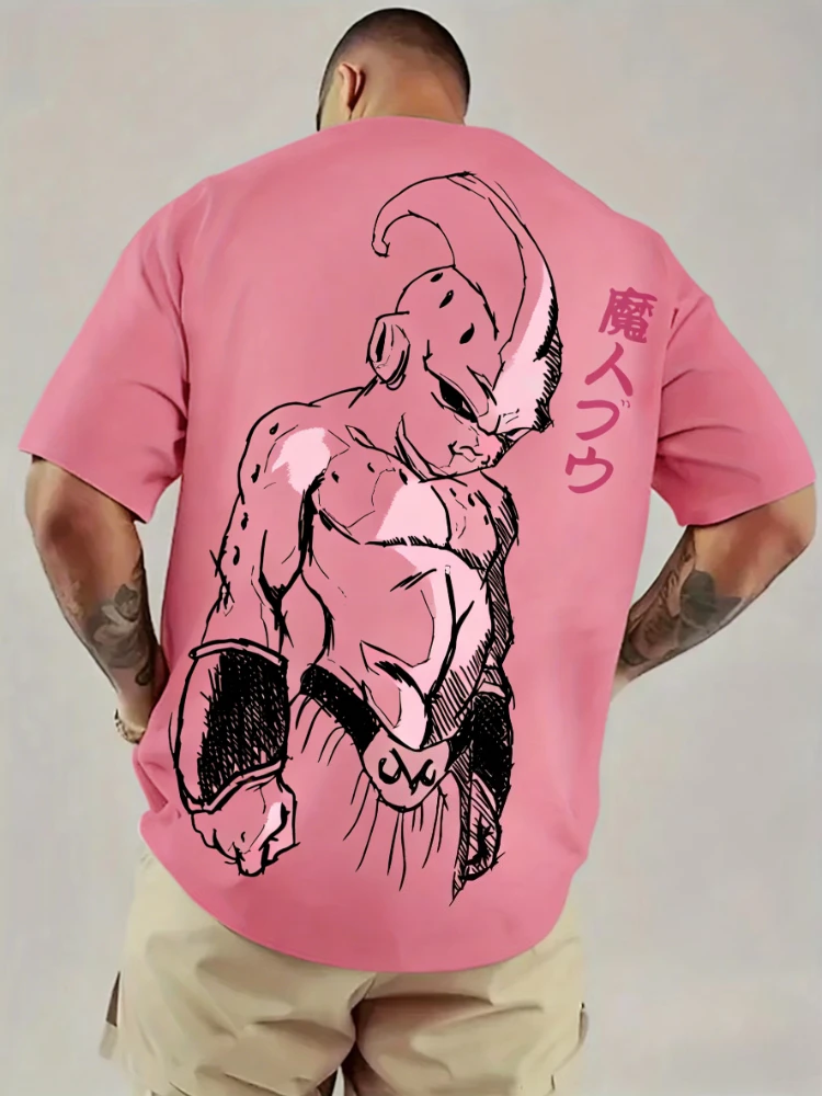 

2026 Dragon Ball Hot Blood Anime GOKU Majin Buu Peripheral Printing Summer Men's and Women's T-Shirts Cotton Loose Short Sleeves