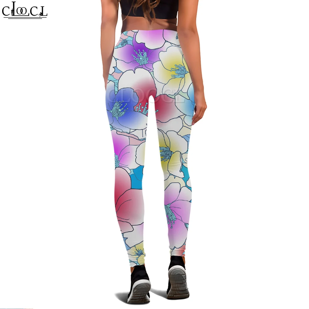 CLOOCL New Women Legging Watercolor Flowers Pattern 3D Printed Trousers High Waist Stretch Fitness Leggings Exercise Shaping