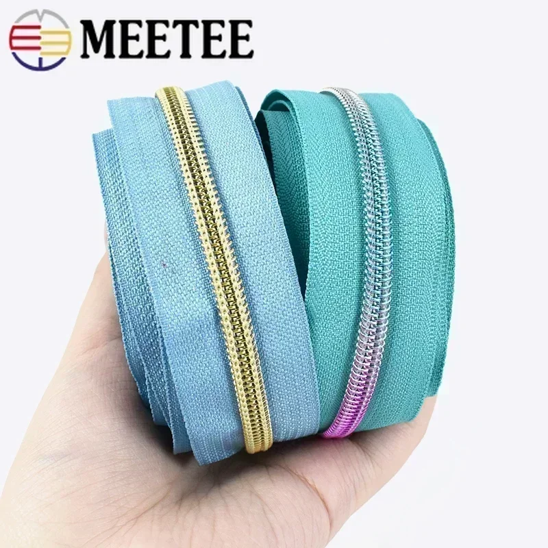 4-10Meters 5# Nylon Zippers Colorful Tooth Coil Zipper for Garment Bags Zip Tape Repair Kit DIY Clothes Tailor Sewing Accessory