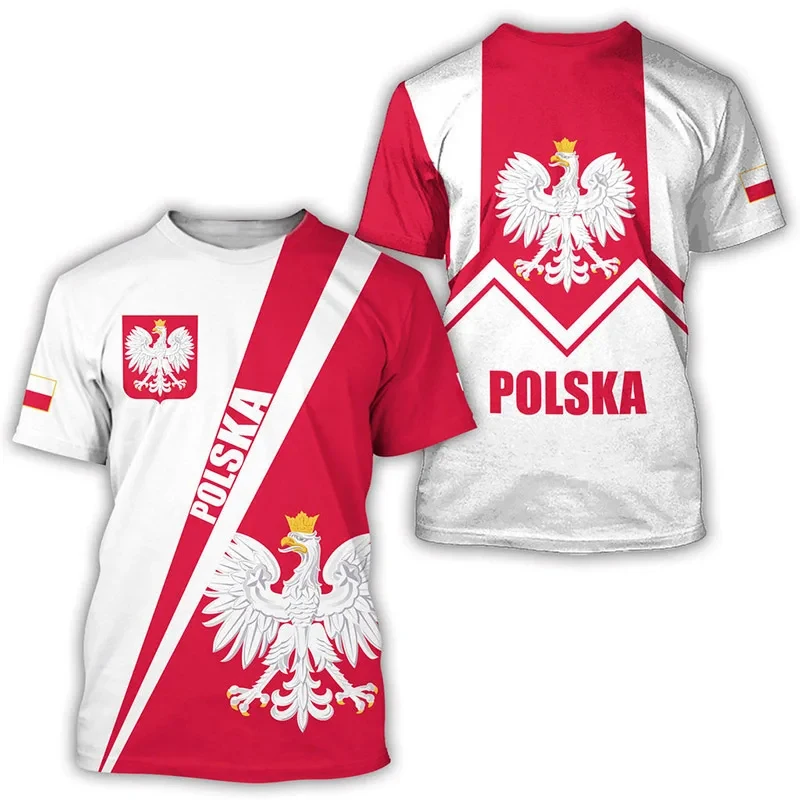 Polônia camisetas bandeira polonesa impressão 3d streetwear das mulheres dos homens moda casual oversized manga curta t camisa crianças camisetas topo