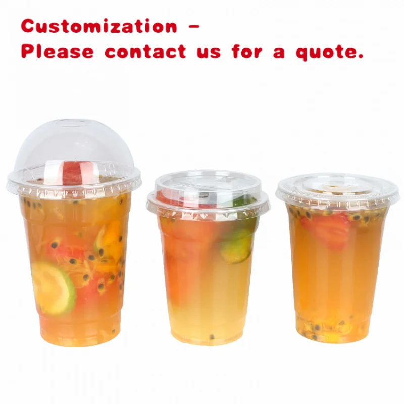 

custom.LOKYO 12oz 16oz 20oz 24oz Disposable PET Beverage Coffee Customize Reusable Bubble Tea Cups and Straws