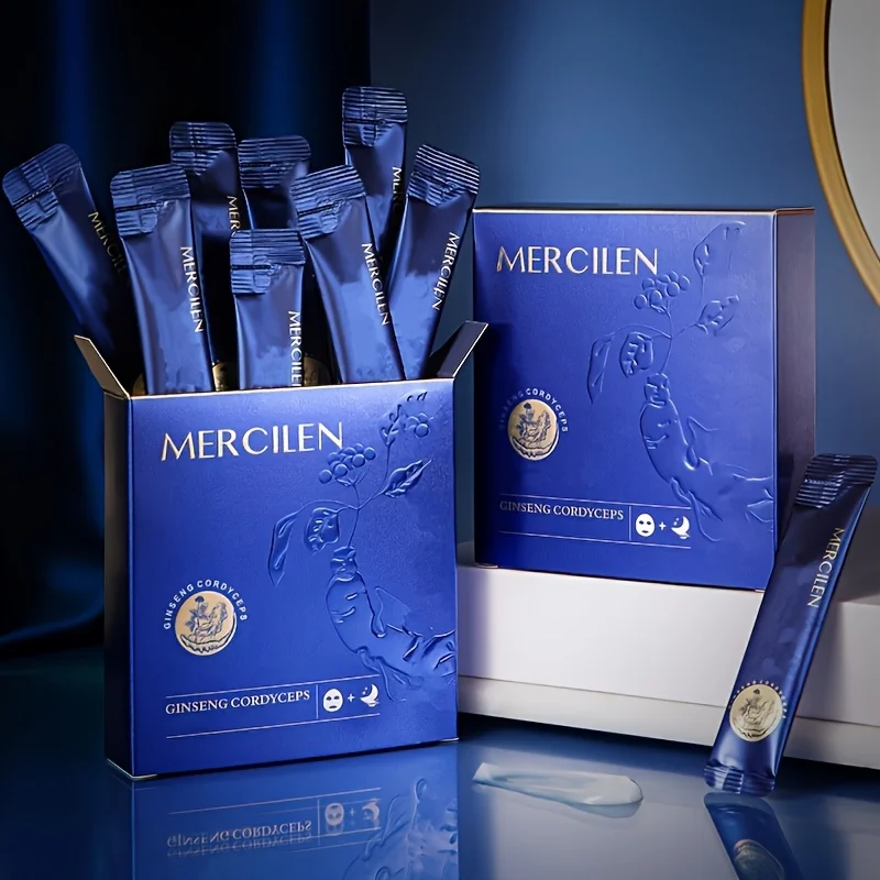 MERCILEN Ginseng Cordyceps Collagen Luxurious Firming and Moisturizing Mask 4g x 20 packs, deeply moisturizes and firms the skin, cleanses deeply and brightens the skin tone, making the skin look younger, a skin care product suitable for all skin types