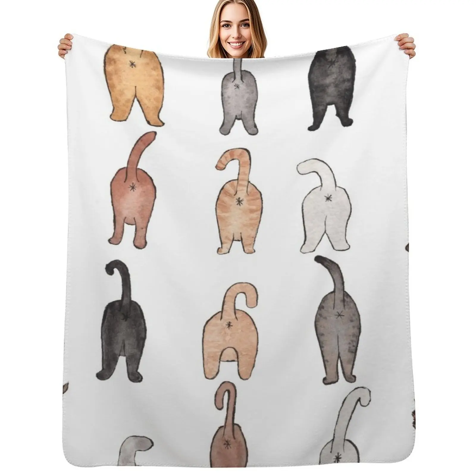 

Cat butts Throw Blanket Travel Comforter Thin Bed linens Blankets