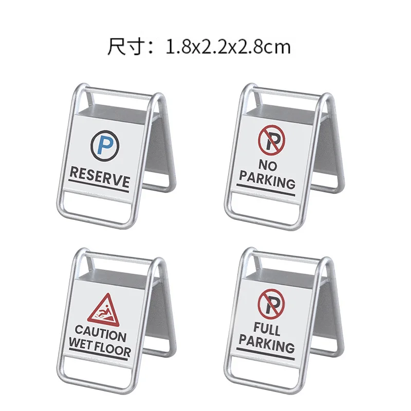 4Pcs/Set Mini Street Sign Model Kit Traffic Warning Signs for City Road Building Sand Table Scene Decor Accessories Diorama