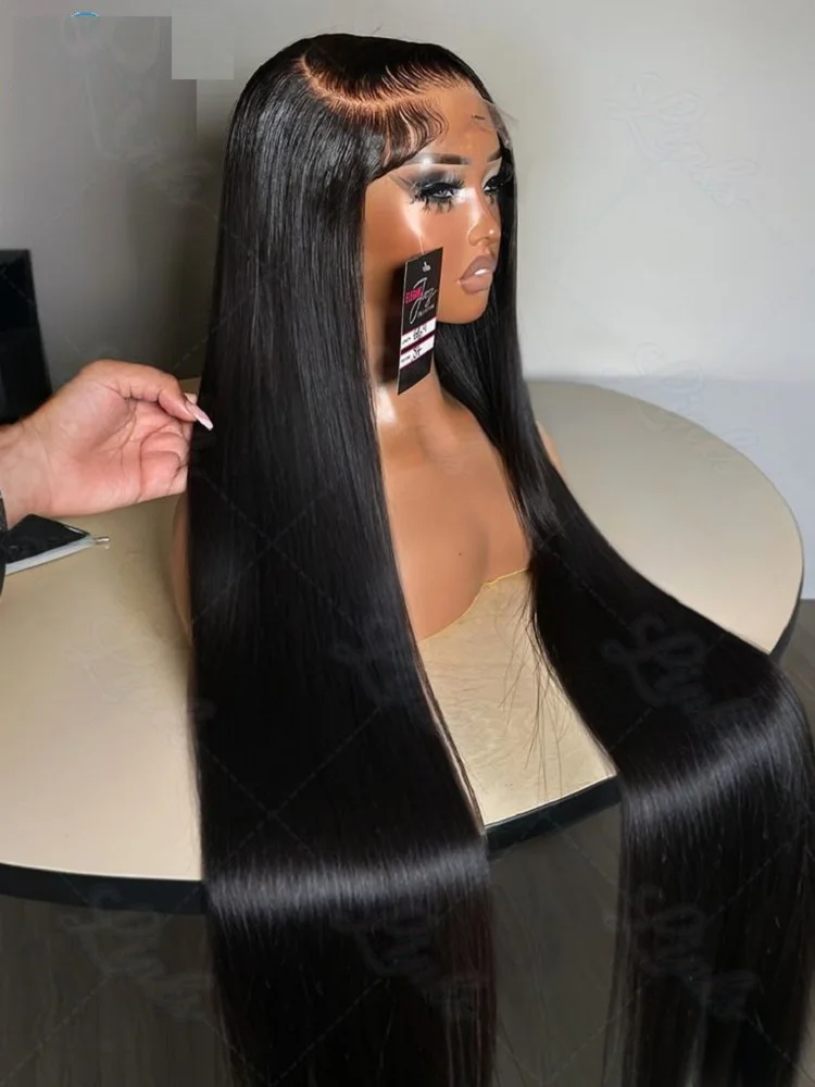 

Human Hair Wig 13x4 Lace Front Wigs Human Hair Pre Plucked 32 Inch Straight Human Hair Wig with Baby Hair 180% Density HD Lace