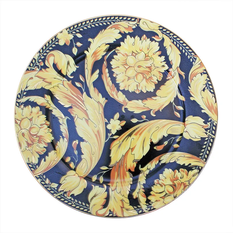 Western Restaurant Steak Plate Home Decoration 10 Inch Gold Line Art Ceramic Plate 8 Inch Dish Lovers' Tableware