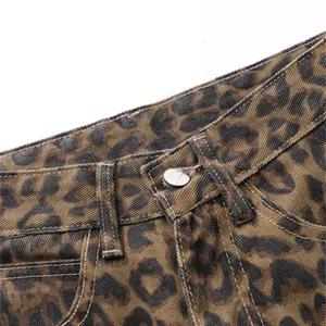 Leopard Stamp Bim Hose für Frauen hohe Taille Y2K Retro Modus Streetwear Hip Hop Jeans in Linie Larga Larga Jeans Baggy 6 Hauptverkäufe Frauenhosen Pantalona Jeans - №5