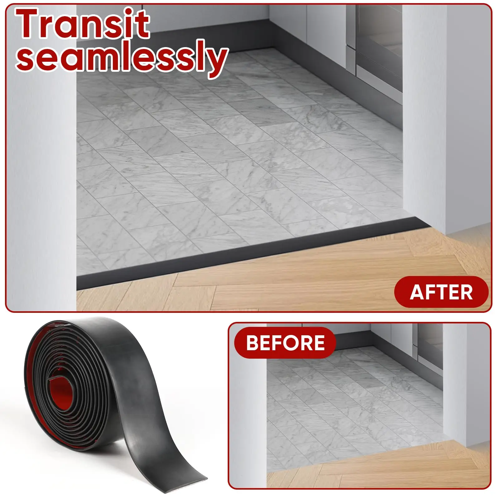 Self Adhesive PVC Wood Grain Flooring Transition Strip, Used For Edge Decorative Strips Transitioning From Carpets To Tiles.