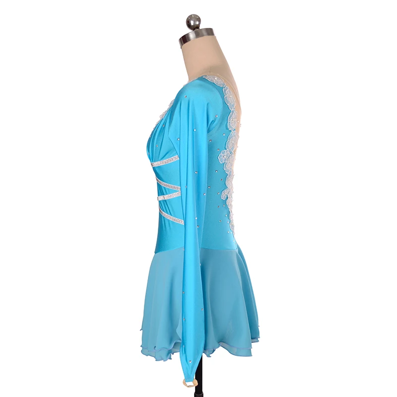 Vestido de patinaje artístico de manga larga, falda tutú de malla desnuda, ropa de actuación para niños, vestido de patinaje barato