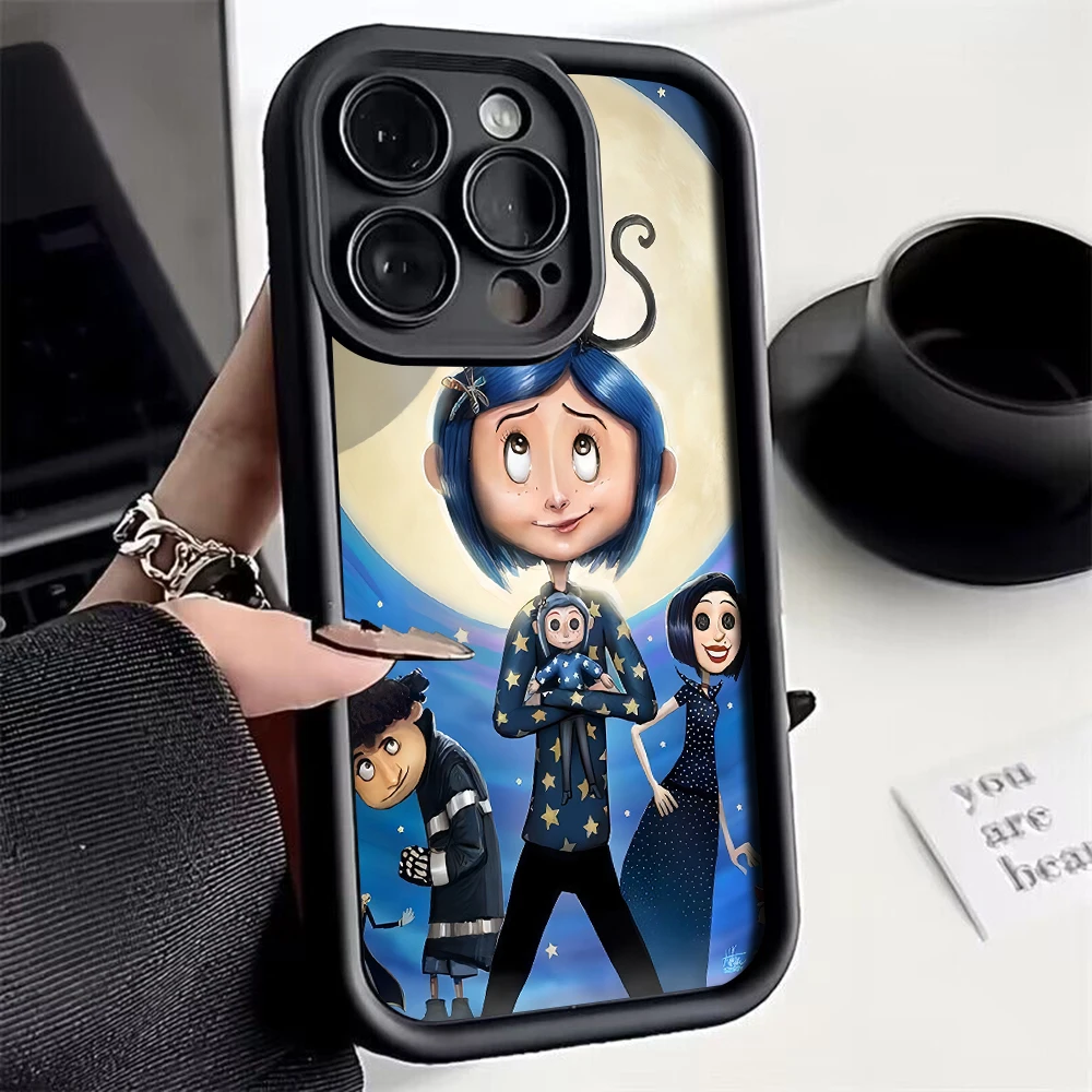 Anime C-coraline Phone Case For Xiaomi Redmi 9A 9C 10 10C 12 12C K30 K40 K50 Note 10 11 12 13 Pro 5G Cover With Hand Strap