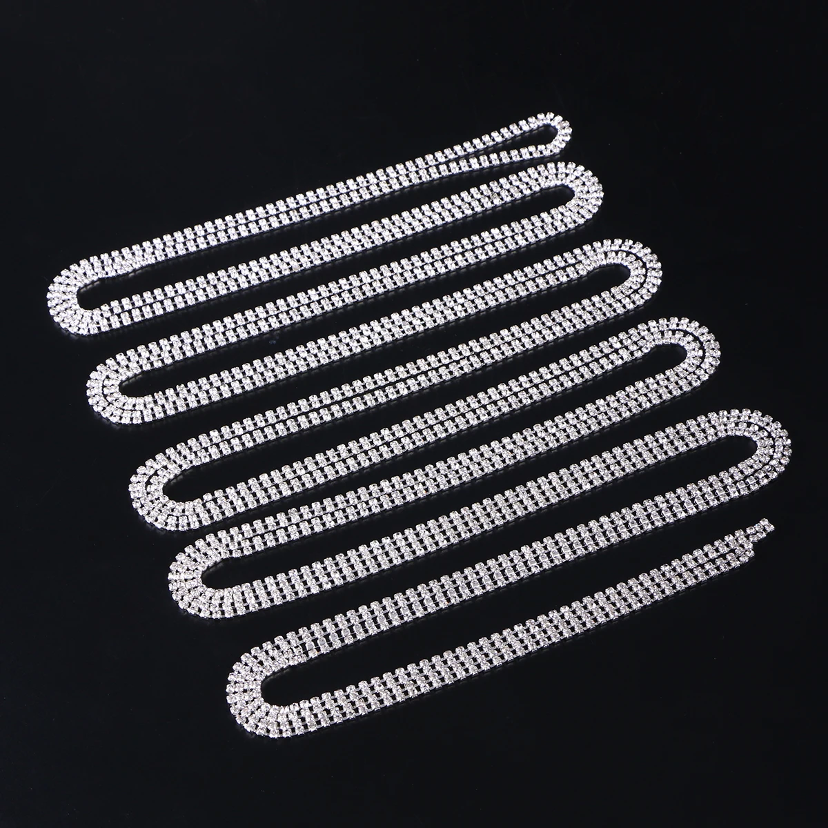 

Women Lady Elegant Bling Double-rows encrypted Rhinestone Claw Chain Trim Sewing for Jewelry Crafts - Size 12#3MM (White)