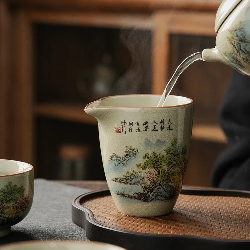 Ceramic Opening Landscape Pottery Fair Cup Chinese Kung Fu Tea Vintage Zen Tea Sea Teacup Teaware Yellow Tea Ceremony Utensil