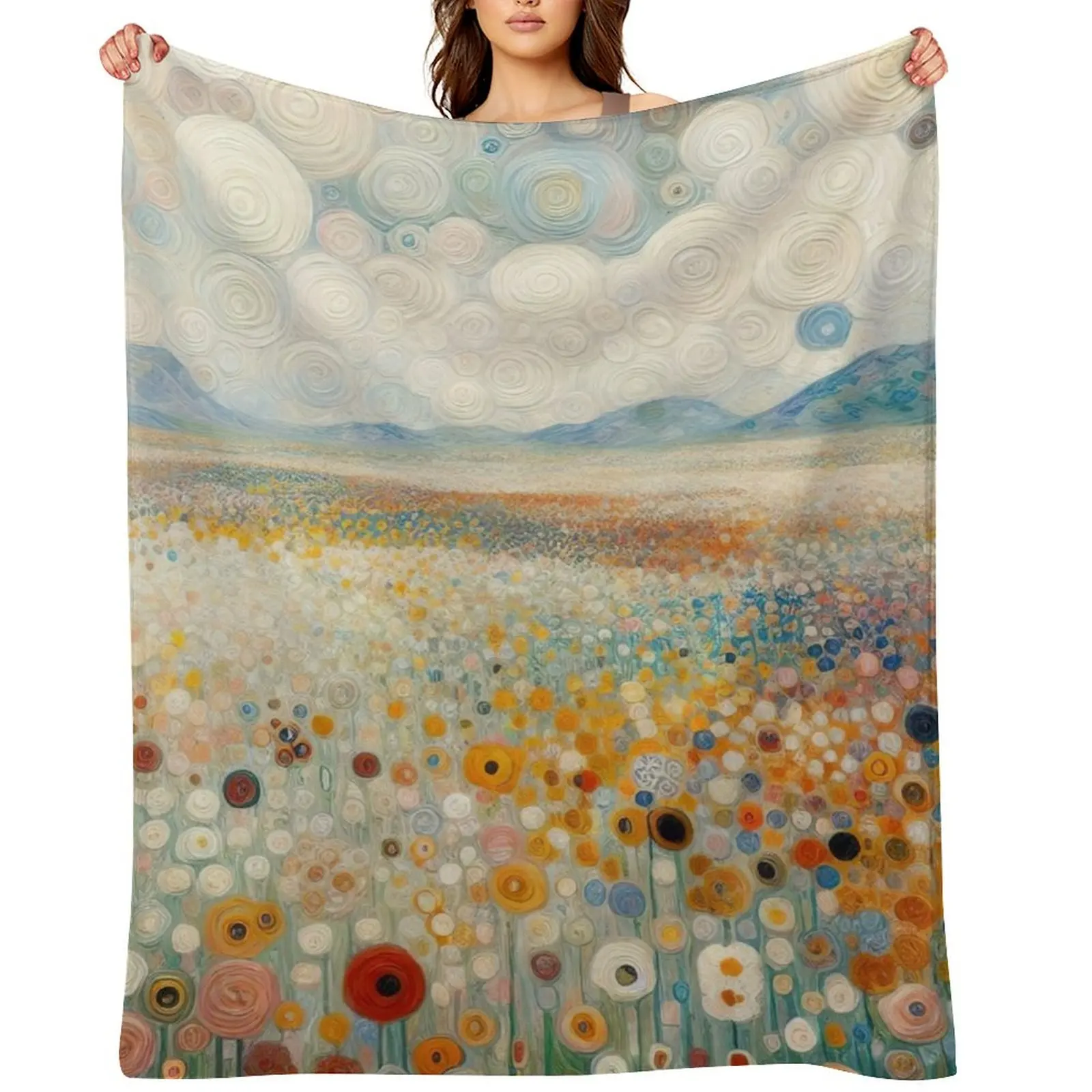 

Gustav Klimt Flower Garden Throw Blanket Furry Decorative Sofa manga Retros Blankets