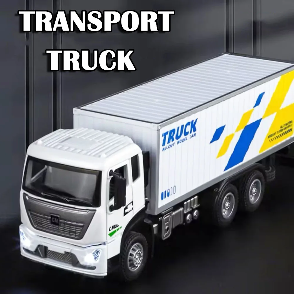 

1:32 Toy Model Container Transport Trucks Metal Diecast Urban Sweeper Models Sound Light Doors Opened Pull Back for Boys Gifts