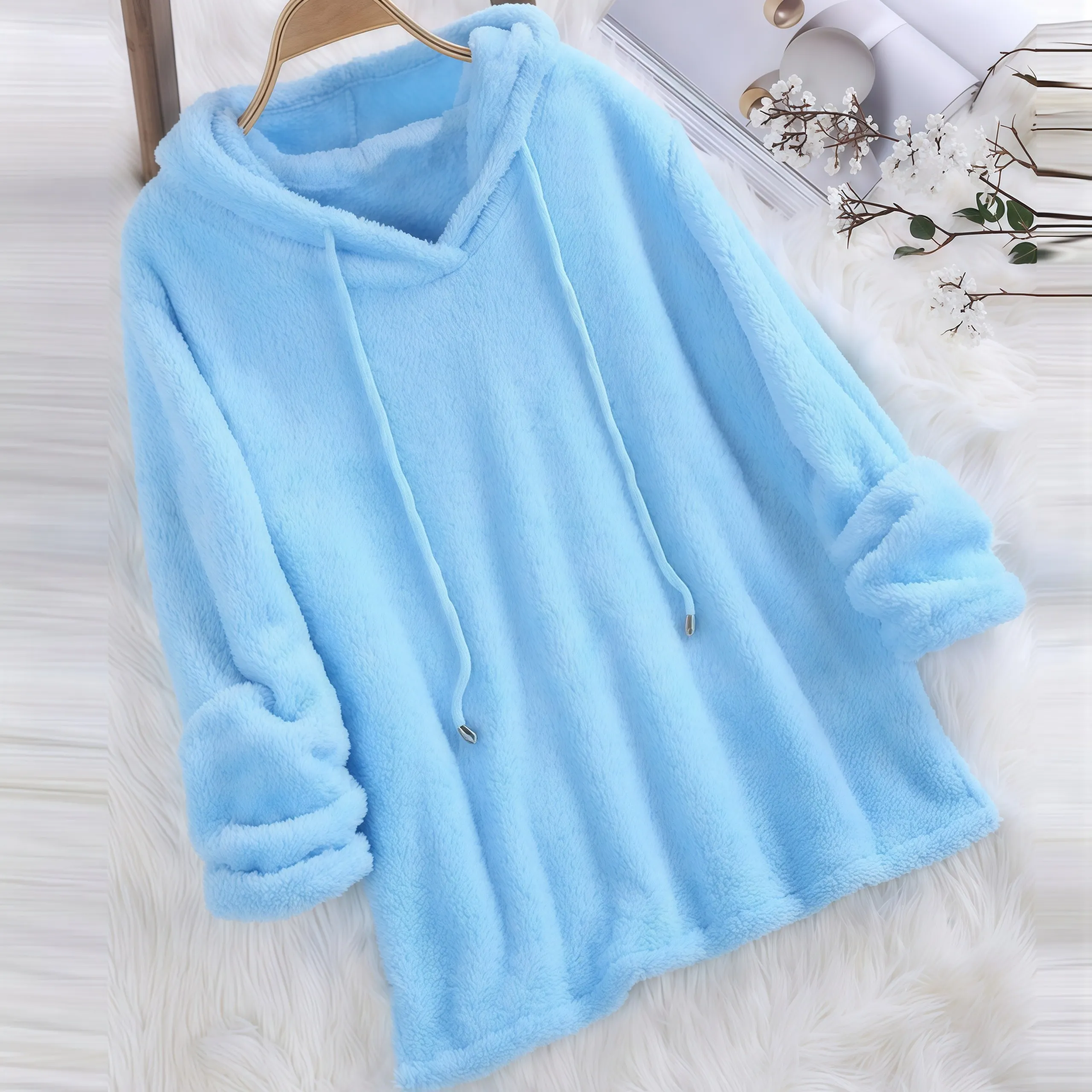 

Однотонная модная толстовка с капюшоном из плюша, умеренной эластичности, стандартной длины, для весны, лета, осени и зимы